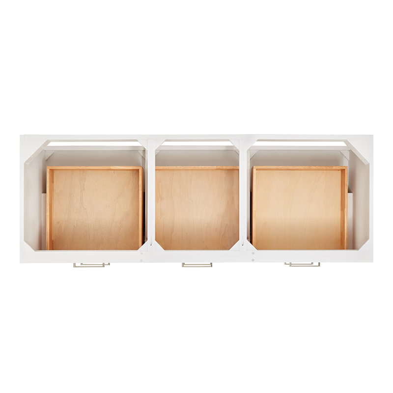73'' W Double Vanity, Brushed Nickel, White, 61"