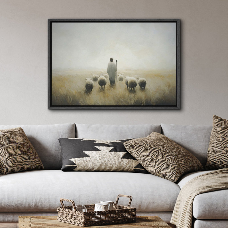 Reproduction d'art sur toile, berger, H 16 po x l 24 po, Noir, Impression encadrée sans passe-partout