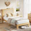 Base de lit simple en rotin Boho avec tête de lit naturelle et lumières DEL, lattes silencieuses en bois robuste, support silencieux, aucun sommier requis, assemblage facile-1727291565-1727291567