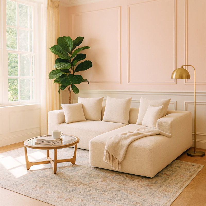 Elegant Beige Modular Sofa With Soft Cushions – Comfortable Sectional