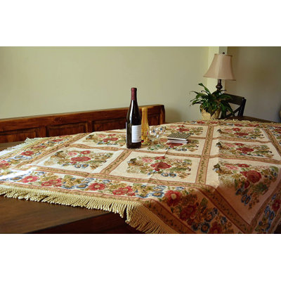 Floral Cotton Blend Square Tablecloth