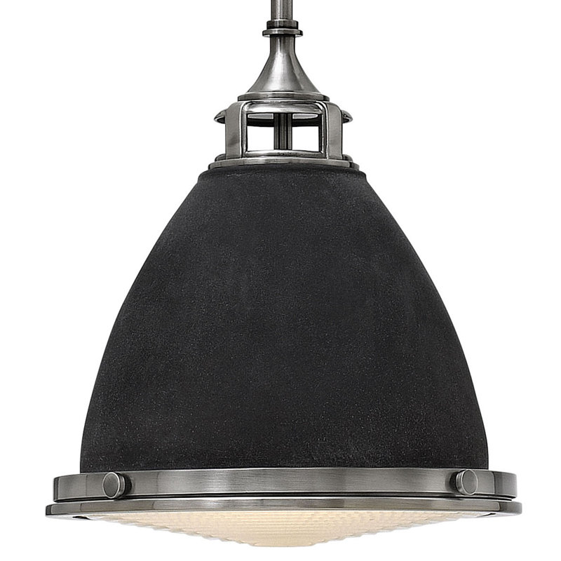 Amelia 1 - Light Single Bell Pendant, Aged Zinc
