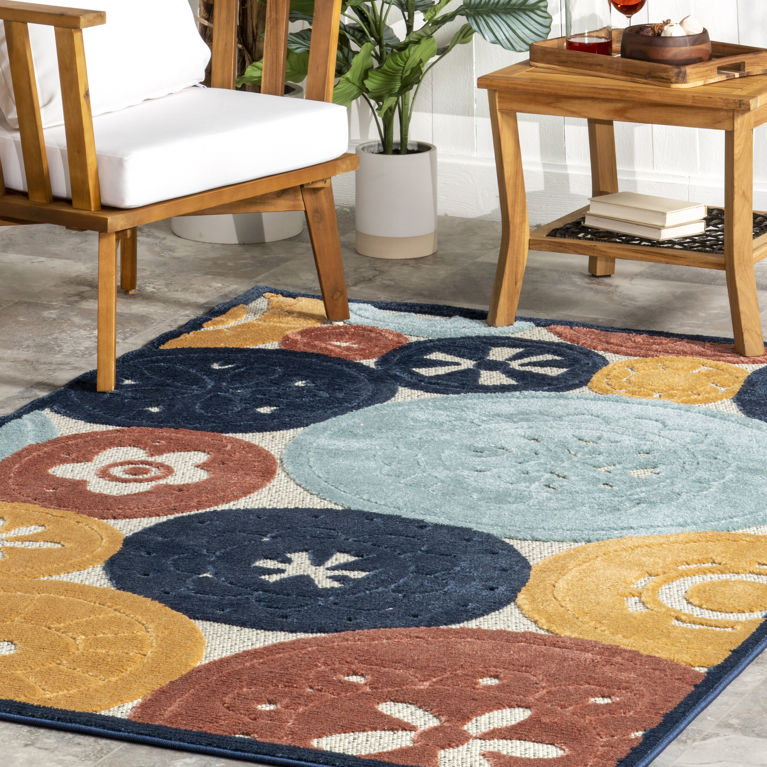 Highland Dunes KKPR13A_Indoor/Outdoor Blue Area Rug - Wayfair Canada