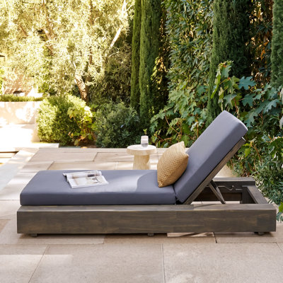 Donnie 39" Acacia Patio Chaise Lounge Set