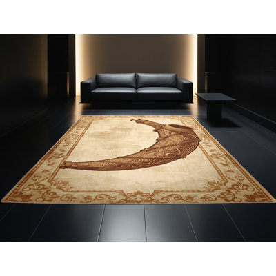 Tapis brun rustique et beige lavable à la machine Bates