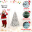 Arbre de Noël 8 pi avec 700 lumières UL et 54 pommes de pin naturelles - pointes en PVC enneigées, 1754 pointes, structure à charnières, support en métal stable, installation facile-1016982757