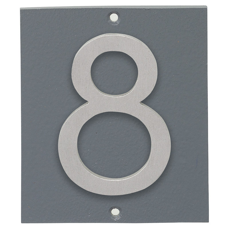 Plaque d'adresse verticale à 1 ligne flottante, Gris / aluminium brossé, Oui