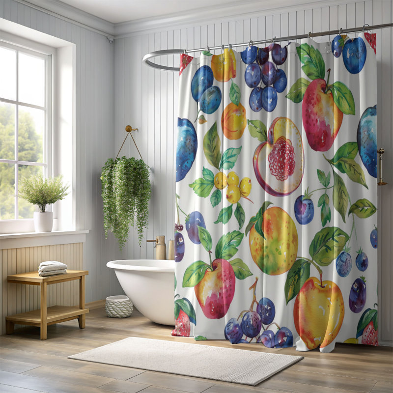 Spring Splash - Rideau de douche Premium, H 74 po x l 71 po