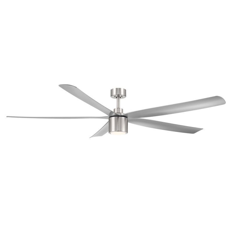 Ventilateur de plafond 5 pales avec télécommande et lumière à intensité variable RAVian, Nickel brossé, 72"
