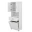 Armoire de salle de bain haute avec panier à linge, armoire autoportante avec portes, panier à linge inclinable avec rangement-458146175