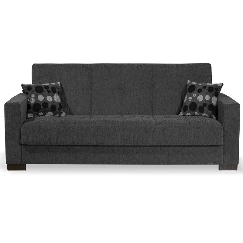 Annalice 88 in. Fabric Upholstered 3-Seater Twin 3-in-1 Sleeper Sofa Bed with Storage, Chenille Dark Gray