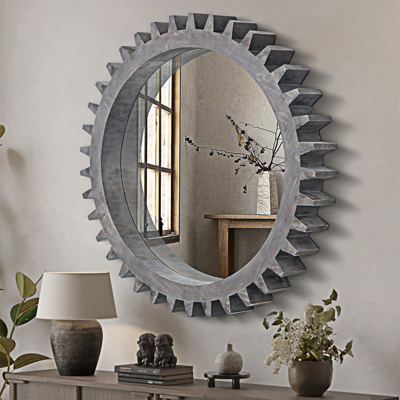 Miroir mural, 42,01 po x 42,01 po, Marron foncé