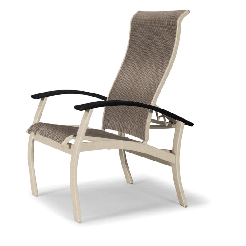 Chaise de patio Askar, Noir, Tweed Sunbrella® brun, Désert texturé
