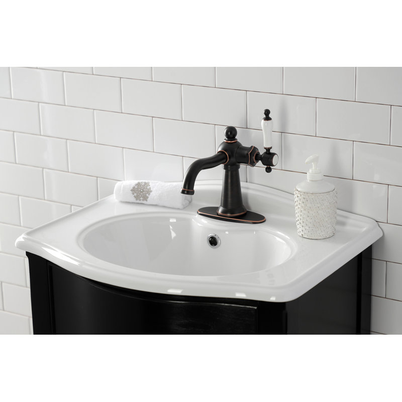 Single Hole Bathroom Faucet with Drain Assembly, Naples Bronze, Lever Handle