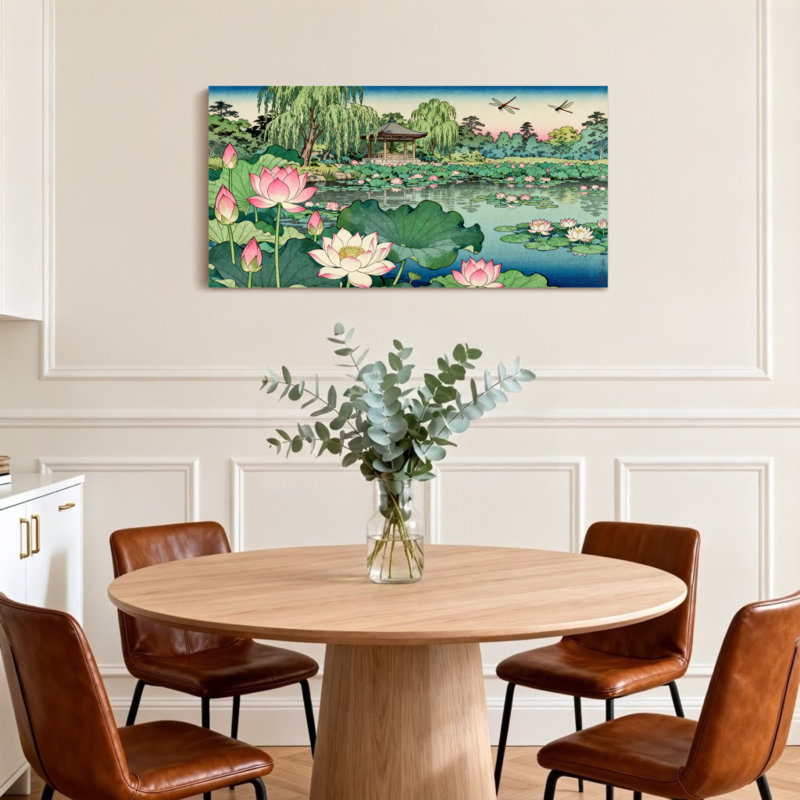 Paysage et nature Fleurs de lotus Étang jardin Pavillon de libellules, H 16 po x l 32 po