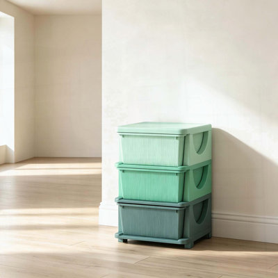 Tiroirs de rangement à 3 niveaux avec capacité de 16 L et conception adaptée aux enfants