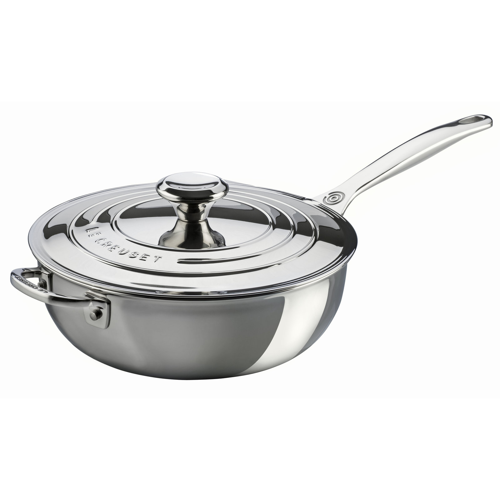 Le Creuset Stainless Steel Saucier Pan with Lid, 3.5 qt.