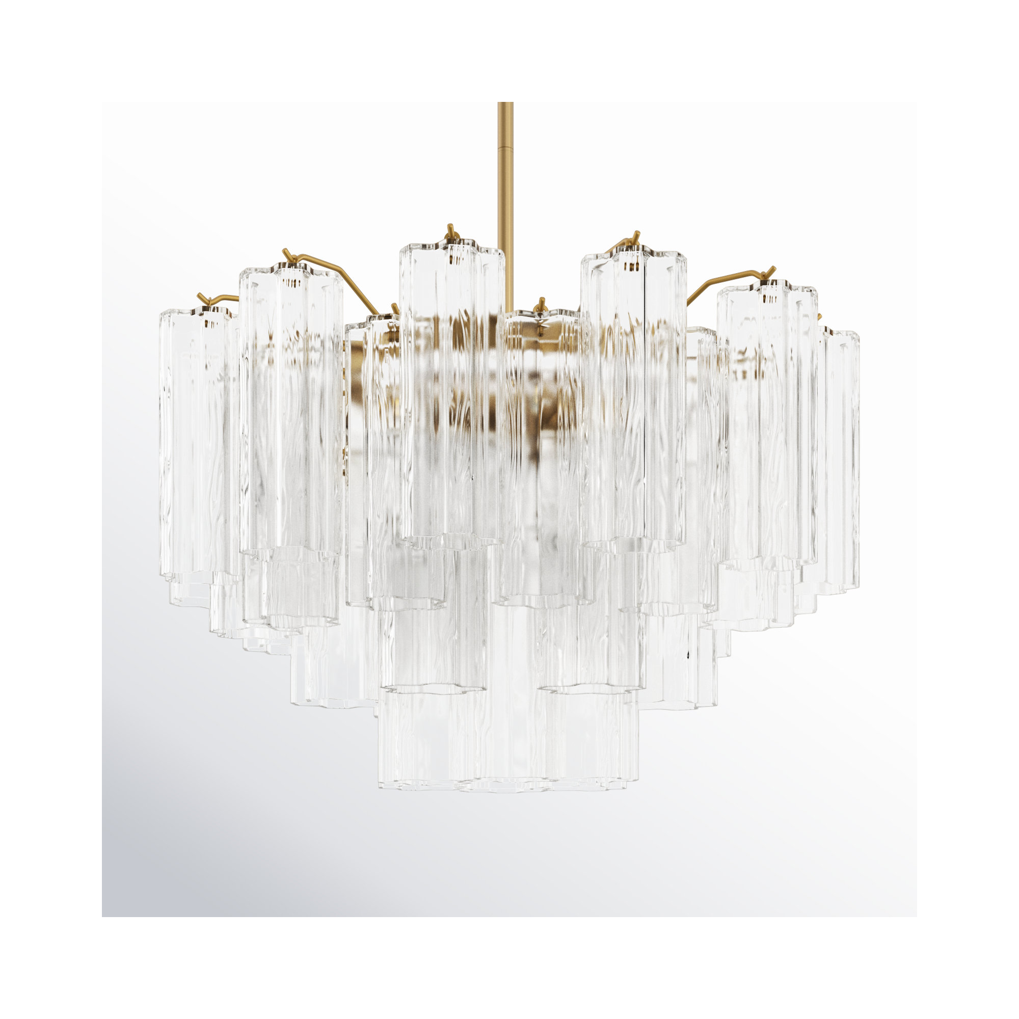 Arras Metal Dimmable Tiered Chandelier,  Clear, Aged Brass, 14.25" H x 22" W x 22" D