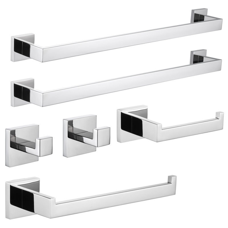 6-Piece Bathroom Towel Holder Set, Polished Chrome