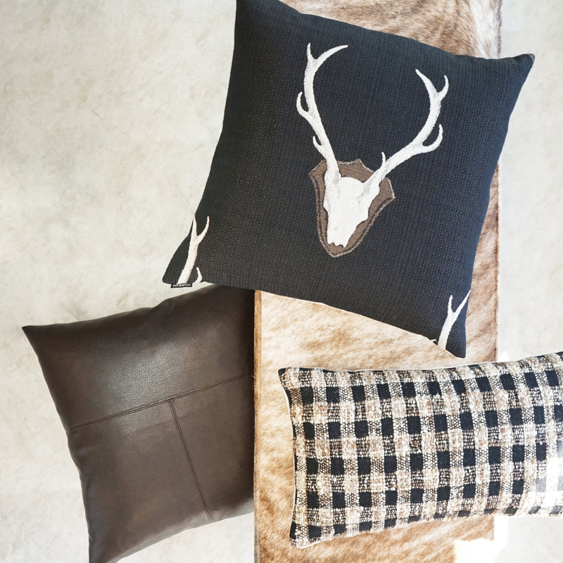 Uncle Buck Square Pillow Cover & Insert, Black, 24"H x 24"W