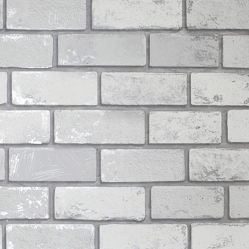 Buchholz 10.05m x 53cm Metallic Finish Wallpaper Roll, White/Silver