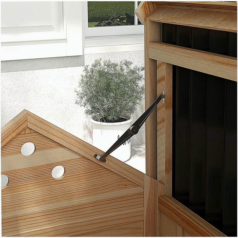 Pet Pet, maison en bois avec toit ouvrable, Black/Natural Wood
