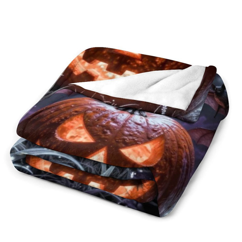 Jeté en flanelle de luxe Glowing Jack O Lante, couverture douce et douce pour le salon, 40 po x 50 po
