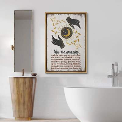 " Golden Sun And Moon With Hands Inspirational Abstract Contemporary Relax/Calm "