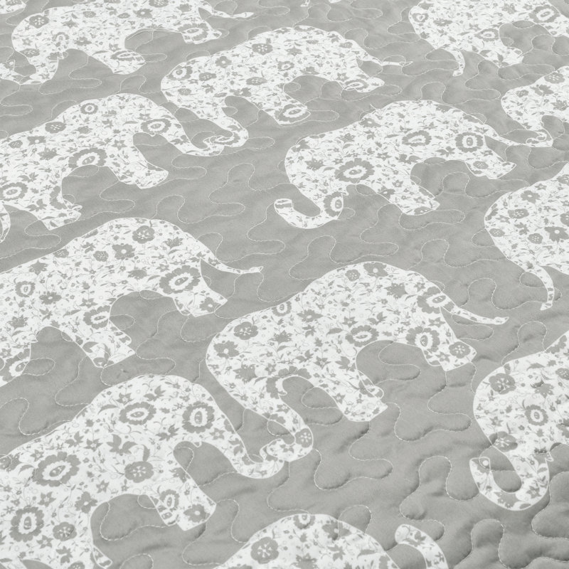 Full Gray Elephant Parade Sherpa Fleece Blanket