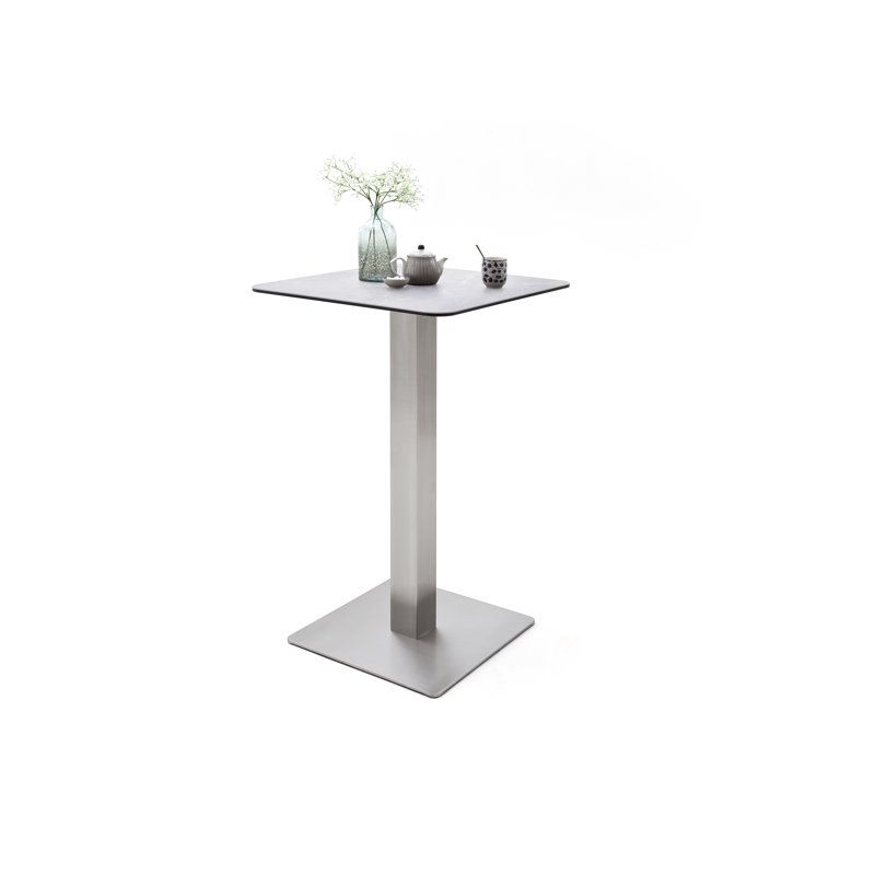 Michaella Glass Top Metal Base Dining Table, Light grey ceramic