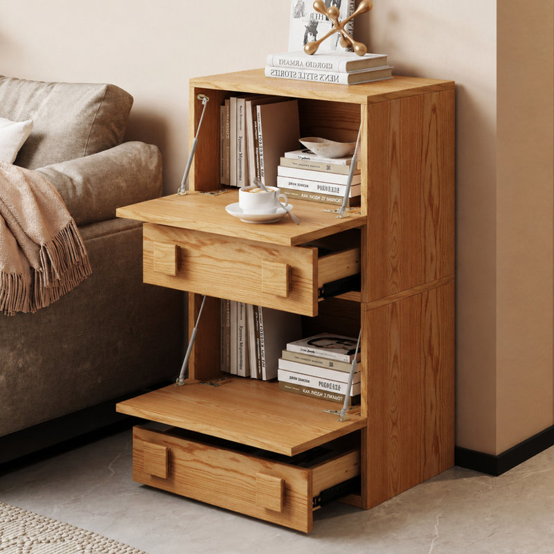 Meuble télé 45,66 po Shavada, meuble de salon, 2 pièces, Bois naturel