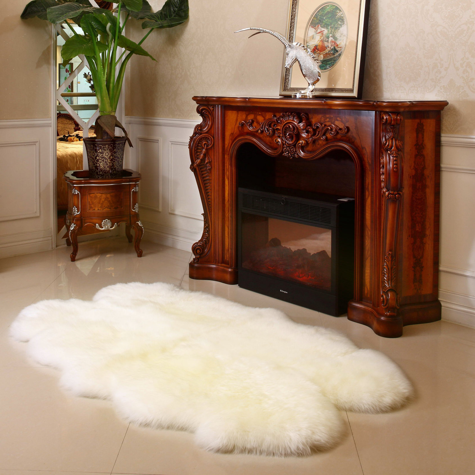 Morland Sheepskin Natural Ivory Rug, Novelty 3'6" x 5'6"