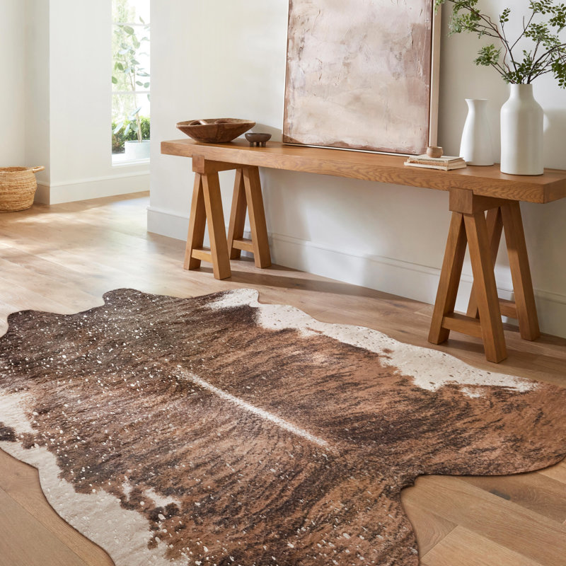 Duran Performance Cowhide Animal Print Indoor Rug, Rectangle 3'10" x 5'