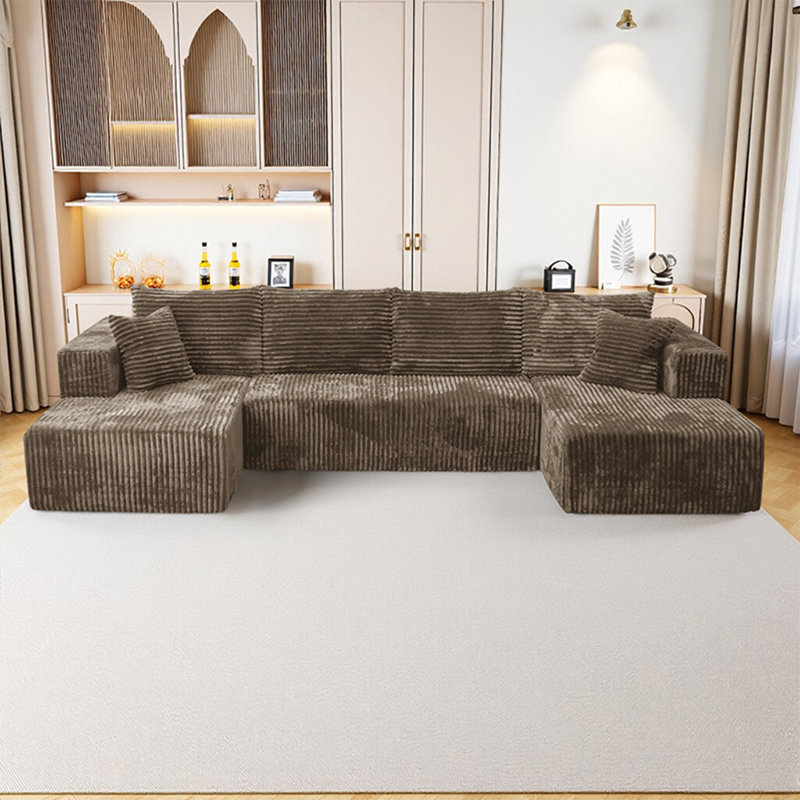 Combinaison de canapé en tissu désossée en forme de U avec lit double Concubine Noble, pas besoin d'installer un coussin éponge de compression à haute résilience, grand canapé de salon minimaliste moderne