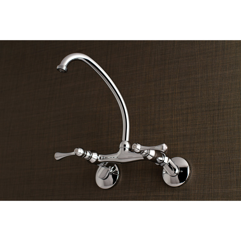 Kingston Brass Kingston Two-Handle 2-Hole Wall Mount Laundry Faucet, Polished Chrome
