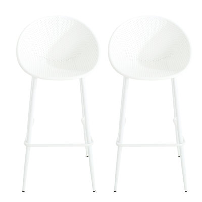 Paire - sièges d'extérieur Classy en blanc, fer et plastique, taille 20 x 39,27, 10,15 lb, H 2 chaises froides et largeur, profondeur, poids en lb, hauteur