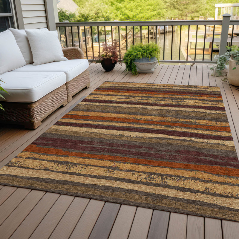 Sylira Chocolate Washable Indoor-Outdoor Rug - , 5' x 7'6"