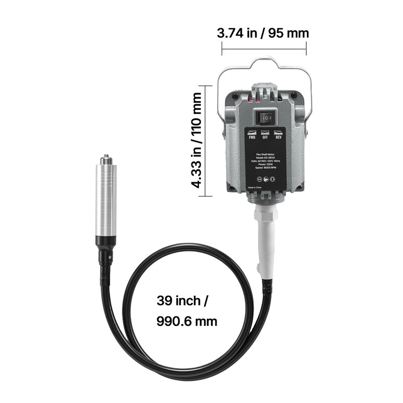 Outil rotatif à arbre flexible, meuleuse électrique de 125 W avec commande au pied, vitesse variable jusqu'à 18 000 tr/min, rotation avant/arrière pour la sculpture, le polissage et la gravure.