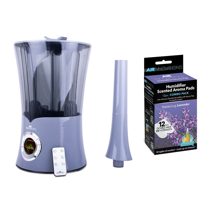 Air Innovations 2.15 Gallons Cool Mist Ultrasonic Tabletop Humidifier with Adjustable Humidistat for 700 Cubic Feet, Platinum