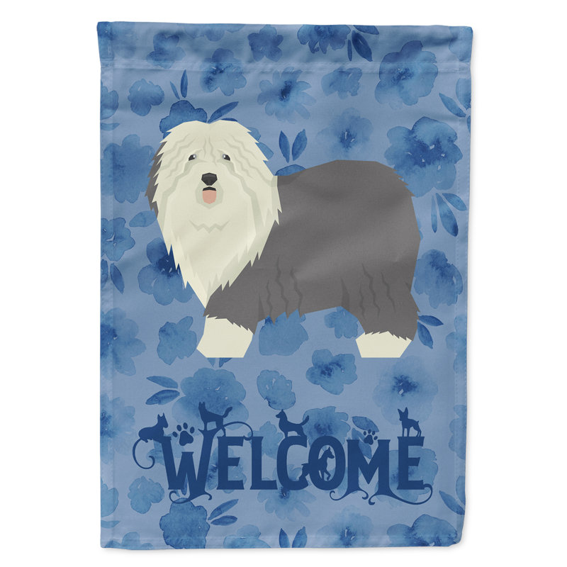 Caniche en polyester à 2 côtés 40 x 28 po standard welcome drapeau maison, Chien de berger anglais