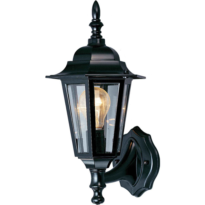 Applique murale d'extérieur 1 lumière en fonte d'aluminium noire avec verre transparent , Noir