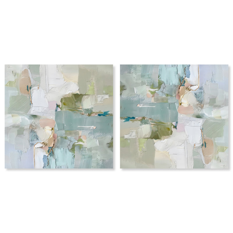 «Jade Sweep I Set Canvas Modern Trendy Art» par Art Remedy, H 12 po x l 12 po, Toile tendue
