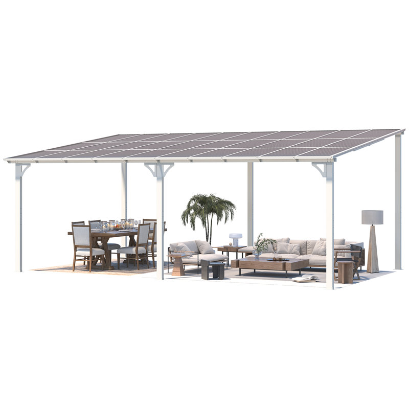 Aluminum Pergola with Canopy, 609.6cm x 365.76cm, Black