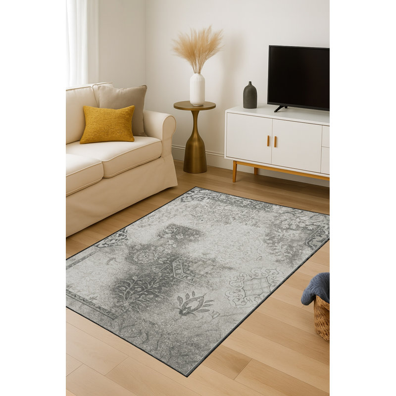 Tapis gris tissé Mosso, 4'7" x 6'7"