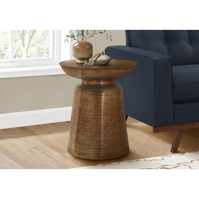 Table d'appoint, tambour, côté, bout, table de chevet, lampe, salon, chambre à coucher, cuivre métallique, contemporain, moderne