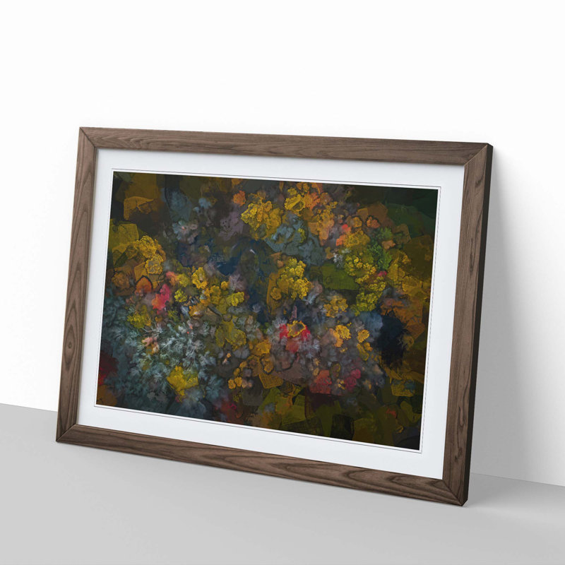River Through an Autumn Forest in Abstract - Picture Frame Graphic Art Print, 35cm H x 50cm W x 2cm D, Walnut