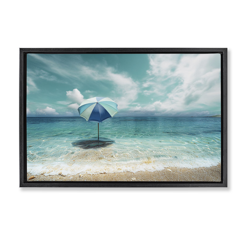 Parasol de plage en bord de mer, Cadre flottant noir de jais, H 17 po x l 25 po