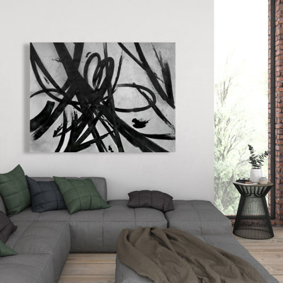 Circular strokes - Modern Black Canvas for Home Decor