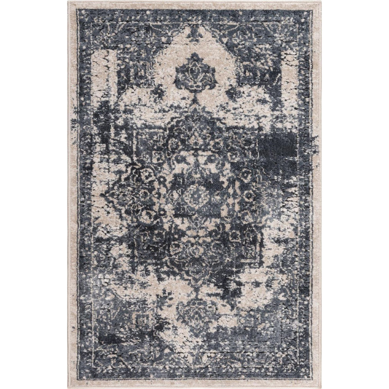 Tapis transitionnel de couleur ivoire Parrado, Rectangle 2 pi 2 po x 3 pi