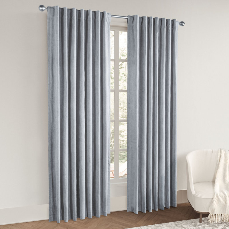 Paire de rideaux occultant en chenille (2 panneaux), L 52 po x L 84 po, Bleu cendré